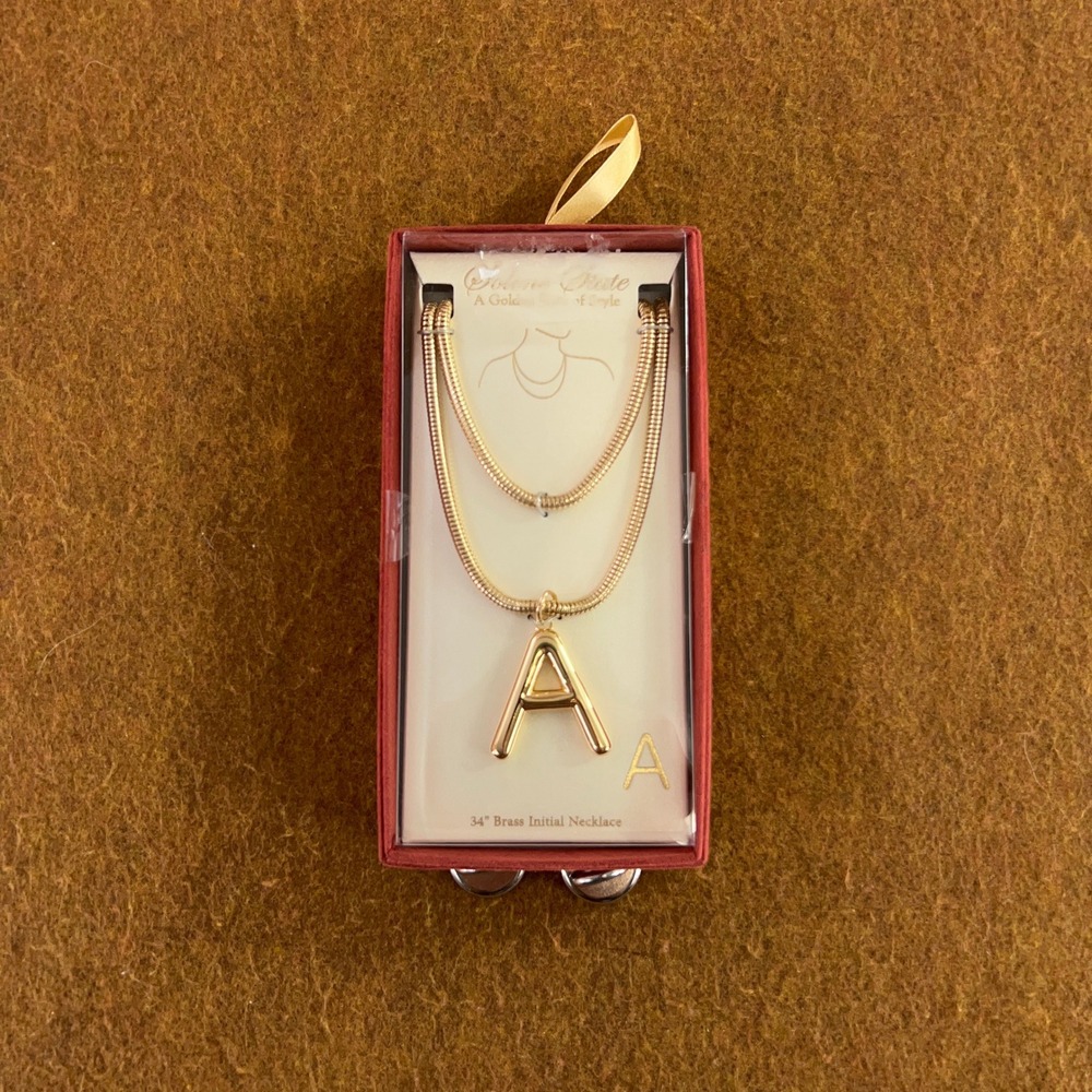 Solene State Womens OS Gold Tone Brass Initial A Pendant Necklace NWB